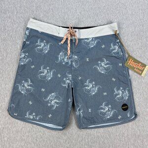 Howler Bros Stretch Bruja Boardshorts Mens 38 Prize Fight Stripe Blue 8" Ins NEW